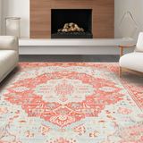 Ultra Soft Area Rug, Non Slip, Stain Resistant, Washable Area Rugs for Living Room, Bedroom, Rustic Floral Vintage Charm(Red)