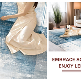 Ultra Soft Area Rug, Non Slip, Stain Resistant, Washable Area Rugs for Living Room, Bedroom, Sophisticated Ombre Rug in Distressed Blue and Beige Tones for Any Space(Blue)