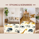 Ultra Soft Area Rug, Non Slip, Stain Resistant, Washable Area Rugs for Living Room, Bedroom, Lively Animal Friends Decorative Style(Beige)