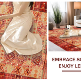 Ultra Soft Area Rug, Non Slip, Stain Resistant, Washable Area Rugs for Living Room, Bedroom, Luxurious Gold Accented Tribal Design(Red)