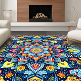 Ultra Soft Area Rug, Non Slip, Stain Resistant, Washable Area Rugs for Living Room, Bedroom, Contemporary Kaleidoscopic Art Piece(Blue)
