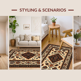 Ultra Soft Area Rug, Non Slip, Stain Resistant, Washable Area Rugs for Living Room, Bedroom, Rustic Vintage Cowboy Medallion(Beige)