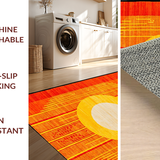 Ultra Soft Area Rug, Non Slip, Stain Resistant, Washable Area Rugs for Living Room, Bedroom, Lively Abstract Spectrum Motif(Orange)