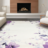 Ultra Soft Area Rug, Non Slip, Stain Resistant, Washable Area Rugs for Living Room, Bedroom, Elegant Pastel Floral Artistry(Purple)