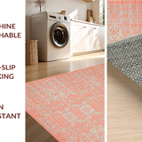 Ultra Soft Area Rug, Non Slip, Stain Resistant, Washable Area Rugs for Living Room, Bedroom, Chic Minimalist Ogee Pattern(Orange)