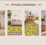 Ultra Soft Area Rug, Non Slip, Stain Resistant, Washable Area Rugs for Living Room, Bedroom, Chic Eclectic Tiled Arrangement(Yellow)