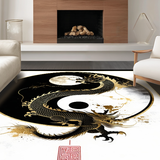 Ultra Soft Area Rug, Non Slip, Stain Resistant, Washable Area Rugs for Living Room, Bedroom, Chic Minimalist Yin Yang Harmony(Black)