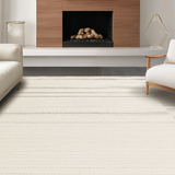 Ultra Soft Area Rug, Non Slip, Stain Resistant, Washable Area Rugs for Living Room, Bedroom, Sleek Textured Ivory Contemporary Style(Beige)