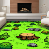 Ultra Soft Area Rug, Non Slip, Stain Resistant, Washable Area Rugs for Living Room, Bedroom, Rustic Forest Animal Print(Green)