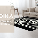 Ultra Soft Area Rug, Non Slip, Stain Resistant, Washable Area Rugs for Living Room, Bedroom, Contemporary Eclectic Animal Graphics(Black)