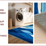 Ultra Soft Area Rug, Non Slip, Stain Resistant, Washable Area Rugs for Living Room, Bedroom, Vibrant Seaside Fluid Design(Blue)