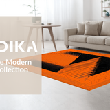 Ultra Soft Area Rug, Non Slip, Stain Resistant, Washable Area Rugs for Living Room, Bedroom, Evocative Black and Orange Harmony(Orange)