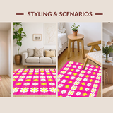 Ultra Soft Area Rug, Non Slip, Stain Resistant, Washable Area Rugs for Living Room, Bedroom, Playful Bright Color Blossom Design(Pink)