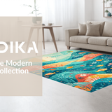Ultra Soft Area Rug, Non Slip, Stain Resistant, Washable Area Rugs for Living Room, Bedroom, Interactive Ocean-Themed Rug for Learning with Numbers and Shapes(Blue)