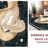 Ultra Soft Area Rug, Non Slip, Stain Resistant, Washable Area Rugs for Living Room, Bedroom, Celestial Ethnic Starry Motif(Gold)