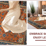Ultra Soft Area Rug, Non Slip, Stain Resistant, Washable Area Rugs for Living Room, Bedroom, Rustic High-Low Texture Statement(Orange)