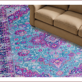 Ultra Soft Area Rug, Non Slip, Stain Resistant, Washable Area Rugs for Living Room, Bedroom, Elegant Light Blue Tiled Design(Pink)