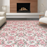 Ultra Soft Area Rug, Non Slip, Stain Resistant, Washable Area Rugs for Living Room, Bedroom, Chic Pastel Floral Swirl(Pink)
