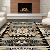 Ultra Soft Area Rug, Non Slip, Stain Resistant, Washable Area Rugs for Living Room, Bedroom, Rustic Southwestern Tiled Motif(Brown)