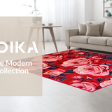 Ultra Soft Area Rug, Non Slip, Stain Resistant, Washable Area Rugs for Living Room, Bedroom, Elegant Warm Red Floral Theme(Red)