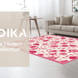 Ultra Soft Area Rug, Non Slip, Stain Resistant, Washable Area Rugs for Living Room, Bedroom, Soft Earthy Floral Accents(White)