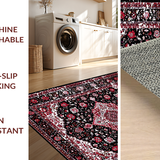 Ultra Soft Area Rug, Non Slip, Stain Resistant, Washable Area Rugs for Living Room, Bedroom, Chic Abstract Artful Floral Composition(Black)