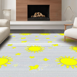 Ultra Soft Area Rug, Non Slip, Stain Resistant, Washable Area Rugs for Living Room, Bedroom, Cute Childlike Sunshine Illustration(Yellow)