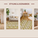 Ultra Soft Area Rug, Non Slip, Stain Resistant, Washable Area Rugs for Living Room, Bedroom, Transitional Earthy Floral Motif(White)