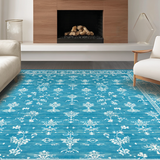 Ultra Soft Area Rug, Non Slip, Stain Resistant, Washable Area Rugs for Living Room, Bedroom, Graceful Bow Tie Rug Coquette Style Wave Edge Aesthetic Preppy Home Accent(Blue)