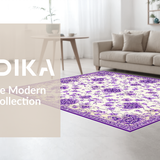 Ultra Soft Area Rug, Non Slip, Stain Resistant, Washable Area Rugs for Living Room, Bedroom, Fresh Purple Blossom Artistry(Ivory)