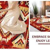 Ultra Soft Area Rug, Non Slip, Stain Resistant, Washable Area Rugs for Living Room, Bedroom, Cozy Traditional Southwestern Motif(Red)