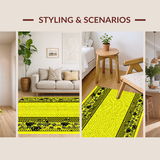 Ultra Soft Area Rug, Non Slip, Stain Resistant, Washable Area Rugs for Living Room, Bedroom, Honeycomb Rustic Floral Design(Yellow)