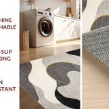 Ultra Soft Area Rug, Non Slip, Stain Resistant, Washable Area Rugs for Living Room, Bedroom, Serene Fluid Abstract Expressions(Gray)