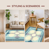 Ultra Soft Area Rug, Non Slip, Stain Resistant, Washable Area Rugs for Living Room, Bedroom, Serene Neutral Geometric Waves(Blue)