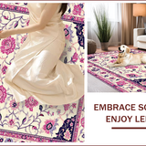 Ultra Soft Area Rug, Non Slip, Stain Resistant, Washable Area Rugs for Living Room, Bedroom, Charming Creamy Floral Whimsy(Ivory)