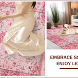 Ultra Soft Area Rug, Non Slip, Stain Resistant, Washable Area Rugs for Living Room, Bedroom, Delicate Pastel Floral Motif(Pink)