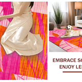 Ultra Soft Area Rug, Non Slip, Stain Resistant, Washable Area Rugs for Living Room, Bedroom, Lively Bold Jungle Imagery(Pink)