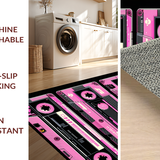 Ultra Soft Area Rug, Non Slip, Stain Resistant, Washable Area Rugs for Living Room, Bedroom, Funky Multi-Color Audio Vibe(Pink)