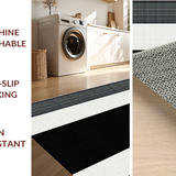 Ultra Soft Area Rug, Non Slip, Stain Resistant, Washable Area Rugs for Living Room, Bedroom, Modern Textured Contrast Pattern(Black)