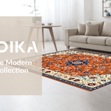 Ultra Soft Area Rug, Non Slip, Stain Resistant, Washable Area Rugs for Living Room, Bedroom, Whimsical Orange and Blue Palette(Orange)