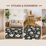 Ultra Soft Area Rug, Non Slip, Stain Resistant, Washable Area Rugs for Living Room, Bedroom, Elegant Earth Tone Aesthetic(Black)