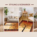Ultra Soft Area Rug, Non Slip, Stain Resistant, Washable Area Rugs for Living Room, Bedroom, Bold Artistic Nature Print(Red)