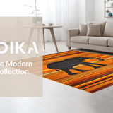 Ultra Soft Area Rug, Non Slip, Stain Resistant, Washable Area Rugs for Living Room, Bedroom, Artistic Ethnic Elephant Representation(Orange)