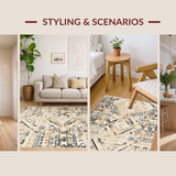 Ultra Soft Area Rug, Non Slip, Stain Resistant, Washable Area Rugs for Living Room, Bedroom, Rustic Warm Mocha Lattice Style(Beige)