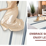 Ultra Soft Area Rug, Non Slip, Stain Resistant, Washable Area Rugs for Living Room, Bedroom, Transitional Light Blue Striped Aesthetic(White)