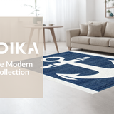 Ultra Soft Area Rug, Non Slip, Stain Resistant, Washable Area Rugs for Living Room, Bedroom, Modern Abstract Ocean Motif(Blue)