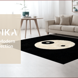 Ultra Soft Area Rug, Non Slip, Stain Resistant, Washable Area Rugs for Living Room, Bedroom, Yin Yang Velvet Bathroom Meditation Rug Non Slip(Black)