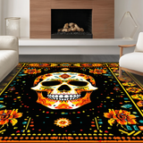 Ultra Soft Area Rug, Non Slip, Stain Resistant, Washable Area Rugs for Living Room, Bedroom, Eclectic Round Ethnic Textile(Orange)