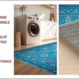 Ultra Soft Area Rug, Non Slip, Stain Resistant, Washable Area Rugs for Living Room, Bedroom, Vintage Tribal Bedroom Washable Accent Carpet(Blue)