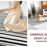 Ultra Soft Area Rug, Non Slip, Stain Resistant, Washable Area Rugs for Living Room, Bedroom, Bold Stripe Entryway Area Rug Black and White Patterned(Black)